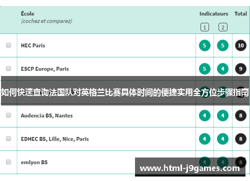 如何快速查询法国队对英格兰比赛具体时间的便捷实用全方位步骤指南 如何快速查询法国队对英格兰比赛具体时间的便捷实用全方位步骤指南
